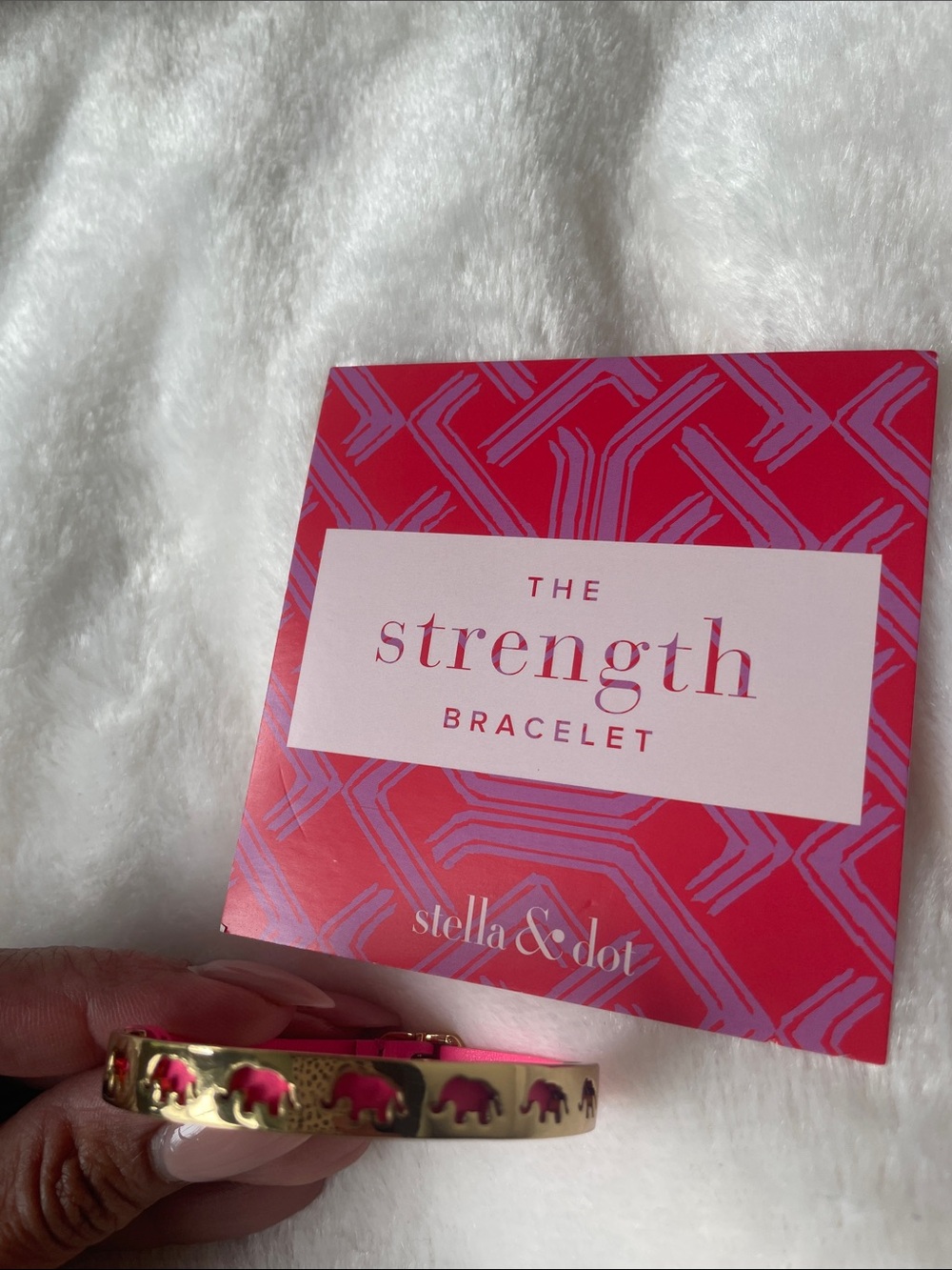 Stella & Dot Gold Bracelet with Pink Elephant Accents
